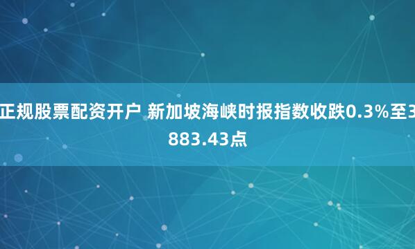 正规股票配资开户 新加坡海峡时报指数收跌0.3%至3883.43点
