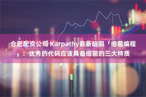 合肥配资公司 Karpathy最新脑洞「细菌编程」：优秀的代码应该具备细菌的三大特质