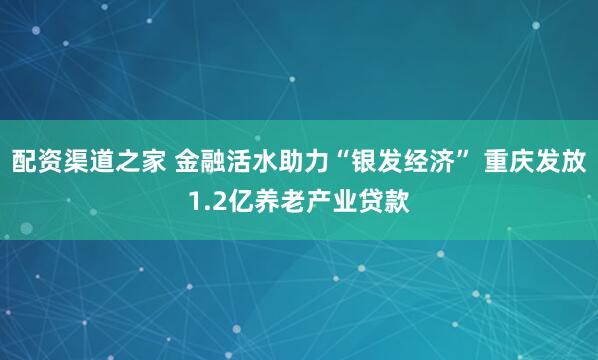 配资渠道之家 金融活水助力“银发经济” 重庆发放1.2亿养老产业贷款